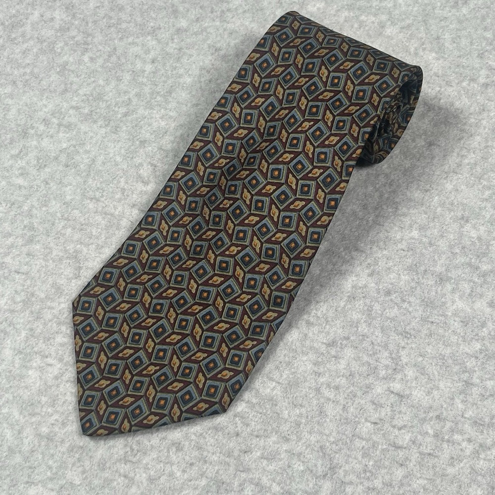 J.‎ CREW Hand Made USA 100% Silk Dress Tie Men's Geometric Multicolor